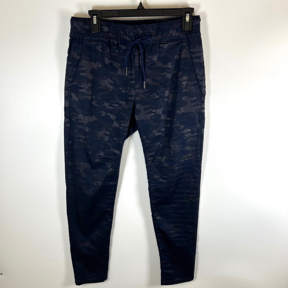 Flog Camo‎ Print Jogger Pants Navy Blue Drawstring Waist Women's Size 30